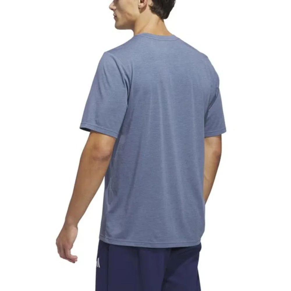 adidas Mens Short Sleeve Badge of Sport Logo Tee Blue Large NEW